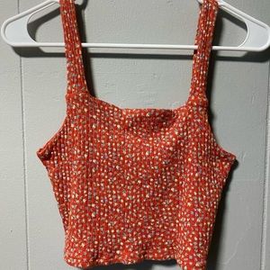 American Eagle Floral Ribbed Tank